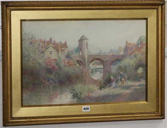 Charles Gregory, watercolour, The Mennow Bridge at Monmouth, signed